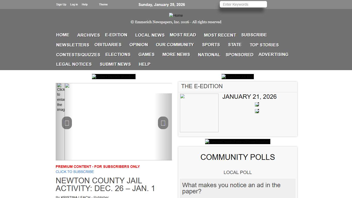 Newton County Jail Activity: Dec. 26 – Jan. 1 Newton County Appeal