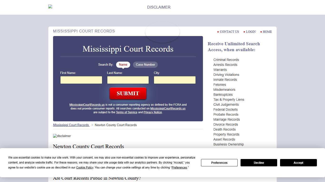 Newton County Court Records MississippiCourtRecords.us